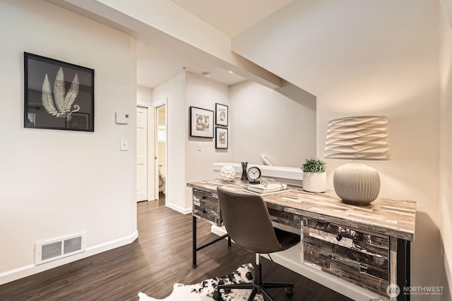 17201 127th Pl NE Unit 101, Woodinville, WA 98072 - home office with dark wood-style floors and baseboards