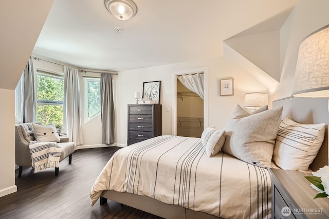 17201 127th Pl NE Unit 101, Woodinville, WA 98072 - bedroom featuring dark wood-style flooring and a spacious closet