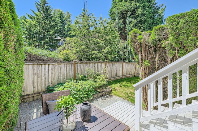 17201 127th Pl NE Unit 101, Woodinville, WA 98072 - deck featuring a fenced backyard