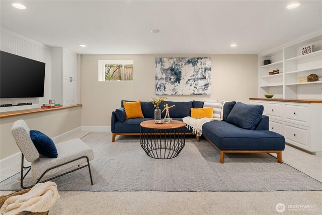 2401 10th Ave W, Seattle, WA 98119 - living room featuring recessed lighting and baseboards