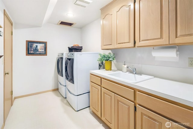 212 Tala Shore Dr, Port Ludlow, WA 98365 - laundry area featuring separate washer and dryer, cabinet space, and recessed lighting