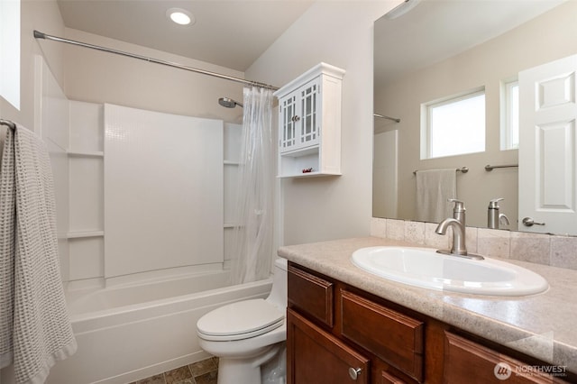 1228 81st Dr SE, Lake Stevens, WA 98258 - bathroom featuring vanity and shower / bath combo with shower curtain