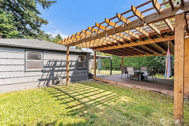 4515 14th Way SE, Lacey, WA 98503 - view of green lawn with a deck, a pergola, and outdoor dining area