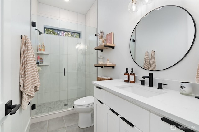 1521 8th St SW, Puyallup, WA 98371 - full bath featuring vanity, tile patterned flooring, and a shower stall