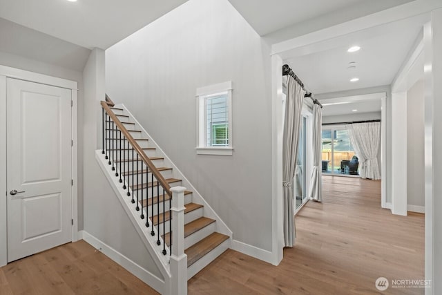 3348 218th St SE, Bothell, WA 98021 - staircase with wood finished floors and recessed lighting