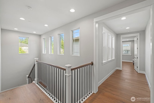 3348 218th St SE, Bothell, WA 98021 - corridor featuring recessed lighting, wood finished floors, and an upstairs landing