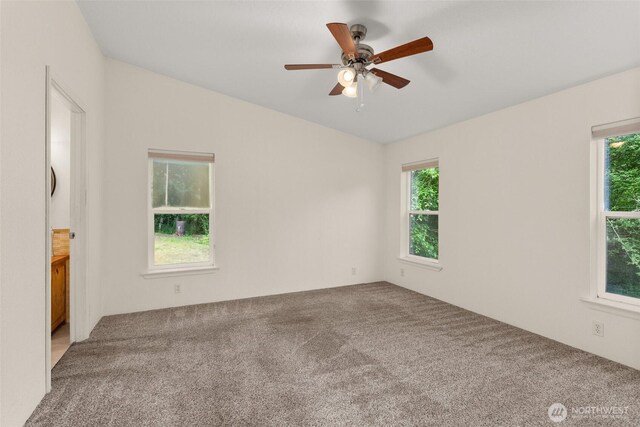 158 S Fork Rd, Raymond, WA 98577 - empty room with carpet, healthy amount of natural light, and ceiling fan