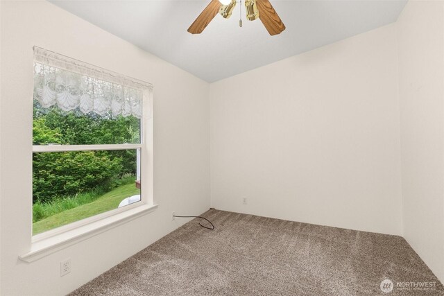 158 S Fork Rd, Raymond, WA 98577 - unfurnished room featuring carpet floors and ceiling fan