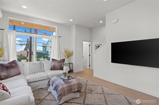 1734 NW 62nd St Unit A, Seattle, WA 98107 - living room with wood finished floors and recessed lighting
