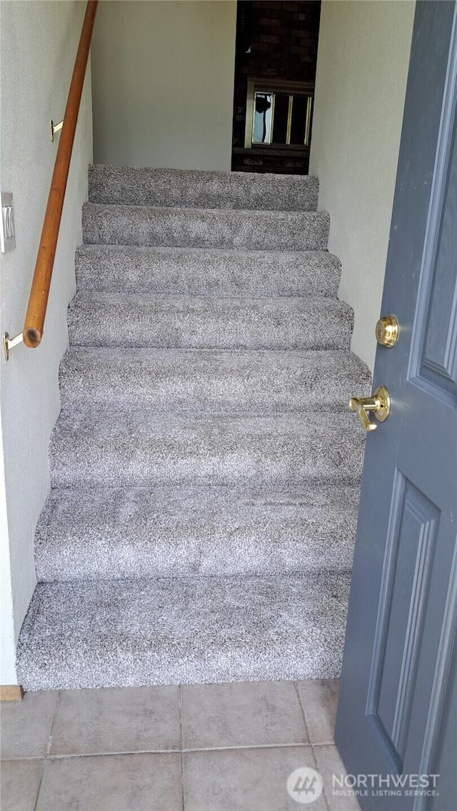 3410 Forest Ct, Bellingham, WA 98225 - stairway with tile patterned floors