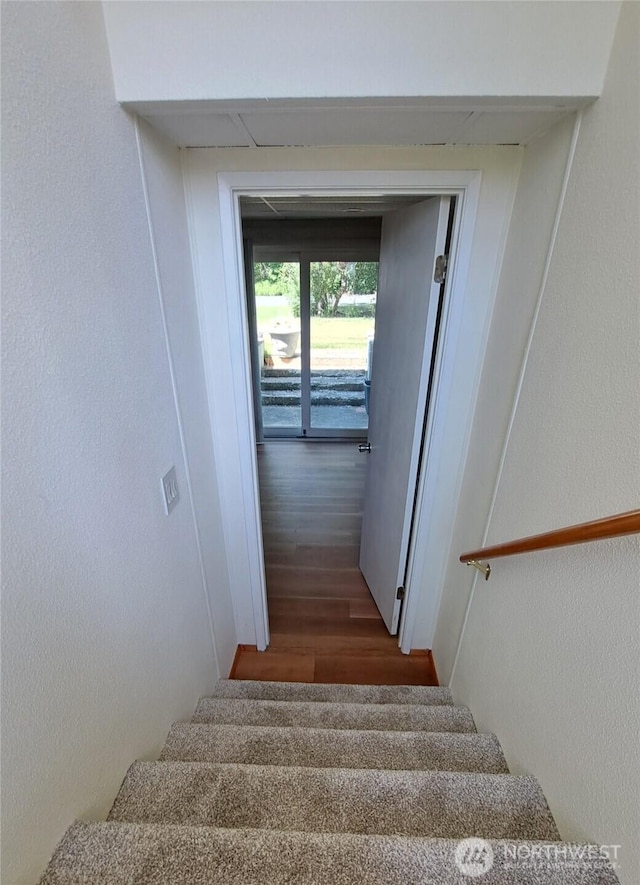 3410 Forest Ct, Bellingham, WA 98225 - stairway featuring wood finished floors