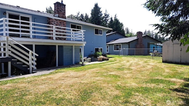 3410 Forest Ct, Bellingham, WA 98225 - rear view of property featuring a chimney and stairway