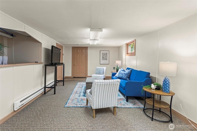 4116 N 39th St, Tacoma, WA 98407 - living room with a baseboard radiator and carpet floors
