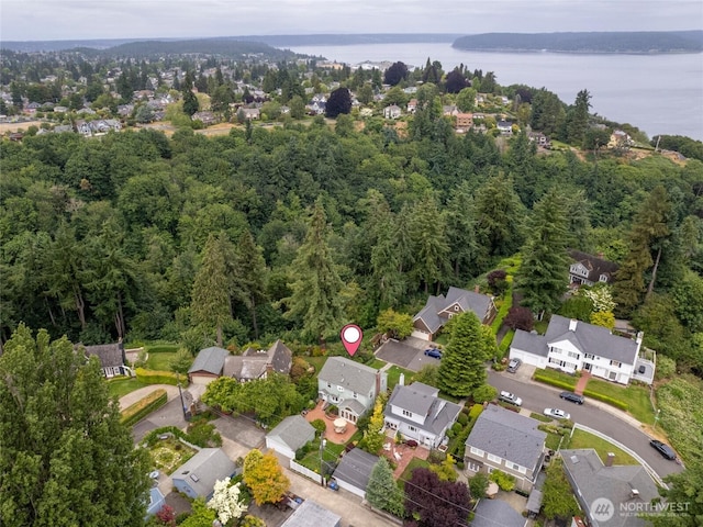 4116 N 39th St, Tacoma, WA 98407 - aerial perspective of suburban area with a large body of water and a heavily wooded area