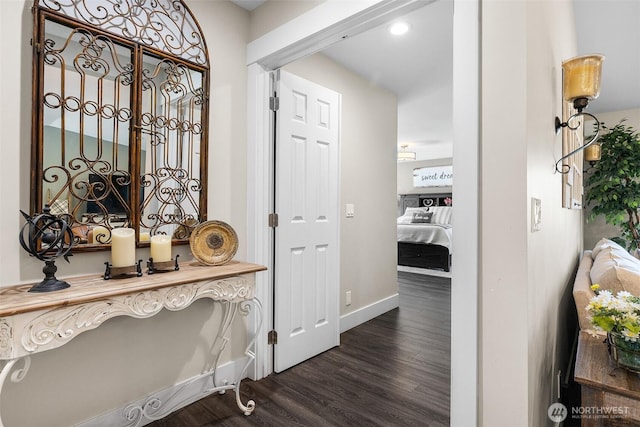 5810 246th St E, Graham, WA 98338 - hallway featuring dark wood-type flooring and recessed lighting
