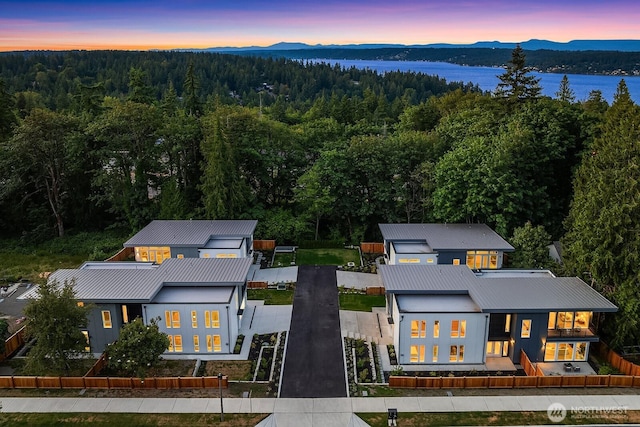3983 162nd Pl SE, Bellevue, WA 98006 - aerial view at dusk of a view of trees and a water and mountain view