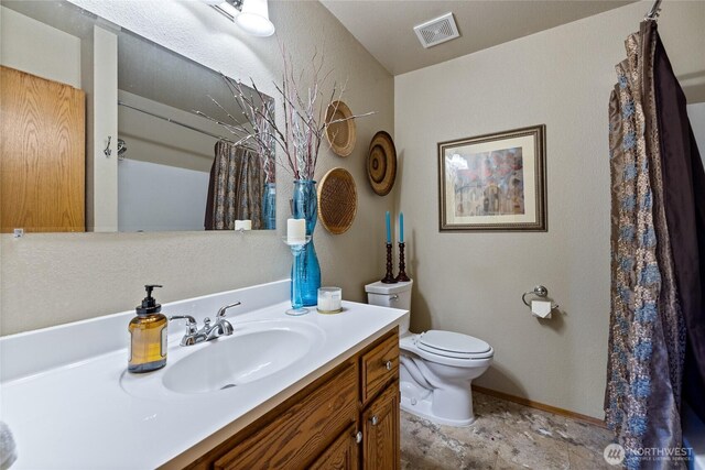 16325 Tareyton Ln SE, Yelm, WA 98597 - full bathroom with vanity, curtained shower, and a textured wall