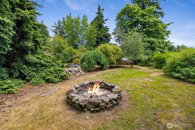 16325 Tareyton Ln SE, Yelm, WA 98597 - view of grassy yard featuring a fire pit