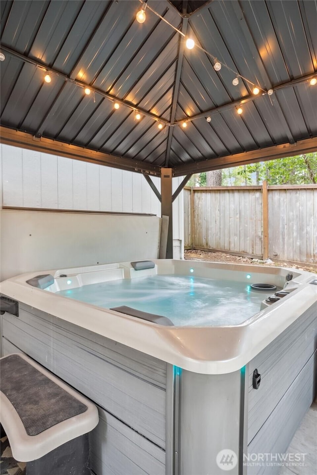 18401 Rampart Dr SE, Yelm, WA 98597 - view of pool featuring a hot tub and a gazebo