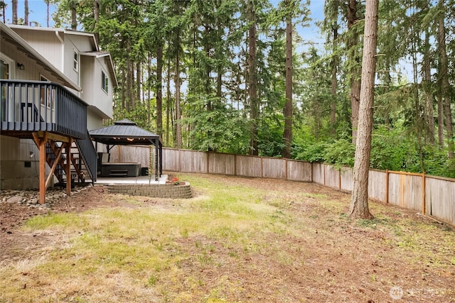 18401 Rampart Dr SE, Yelm, WA 98597 - fenced backyard featuring a gazebo and stairway