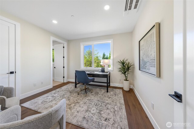 10204NE 43rd St, Kirkland, WA 98033 - office area with wood finished floors and recessed lighting