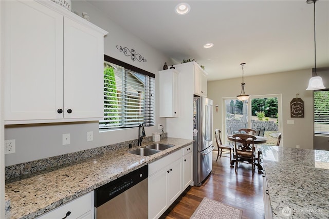 11928 Mayfair Ave SW, Port Orchard, WA 98367 - kitchen featuring appliances with stainless steel finishes, dark wood-type flooring, white cabinets, and recessed lighting