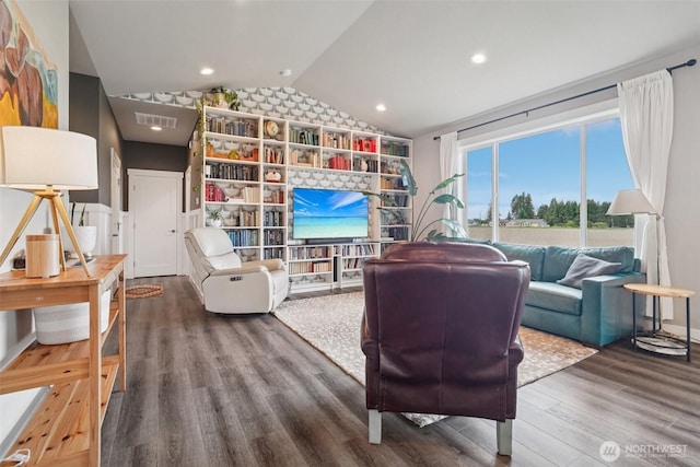 204 Regent Ct, Nooksack, WA 98276 - living area featuring wood finished floors and vaulted ceiling