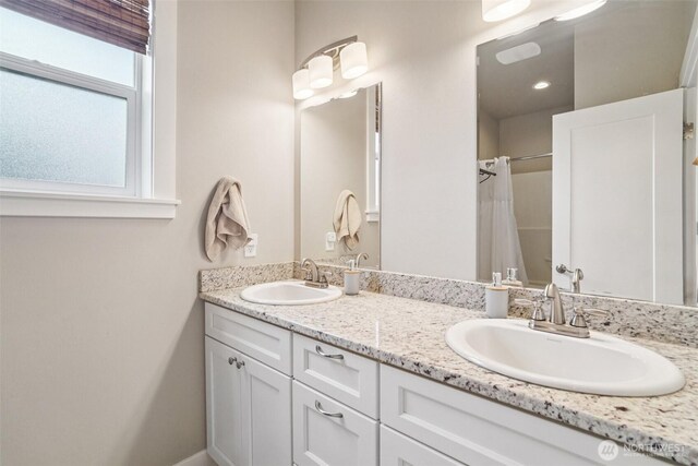 204 Regent Ct, Nooksack, WA 98276 - full bath with double vanity and curtained shower