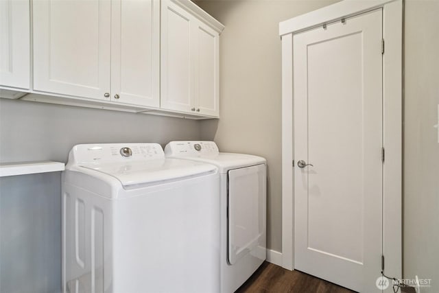 204 Regent Ct, Nooksack, WA 98276 - washroom featuring cabinet space, washer and dryer, and dark wood-style floors
