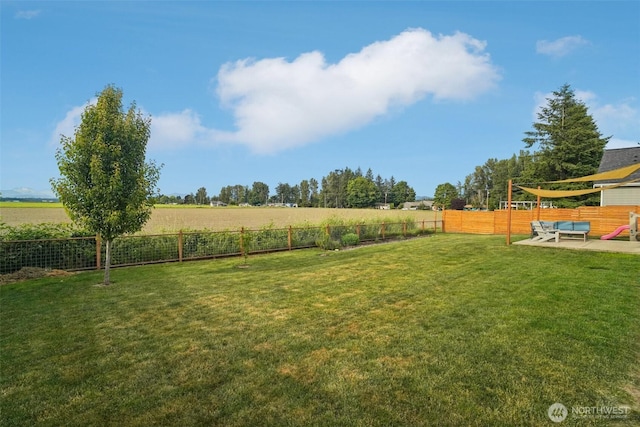 204 Regent Ct, Nooksack, WA 98276 - fenced backyard featuring a patio and an outdoor hangout area