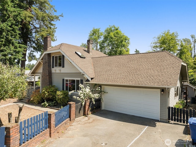 13016 8th Pl SW, Burien, WA 98146 - view of front of house with a shingled roof, a chimney, and a garage
