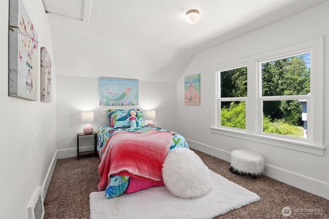 29260 Military Rd S, Federal Way, WA 98003 - carpeted bedroom with lofted ceiling and baseboards