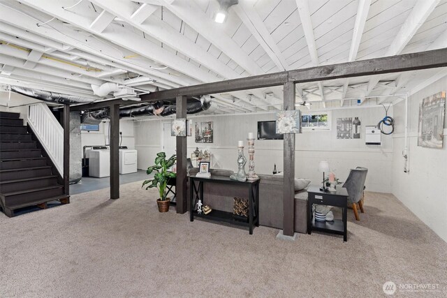 29260 Military Rd S, Federal Way, WA 98003 - basement with stairway and carpet floors