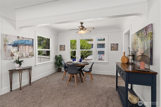 29260 Military Rd S, Federal Way, WA 98003 - carpeted dining space featuring baseboards and a ceiling fan