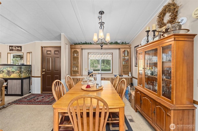 45019 Cougi Dr N, Davenport, WA 99122 - dining area with light colored carpet and a chandelier