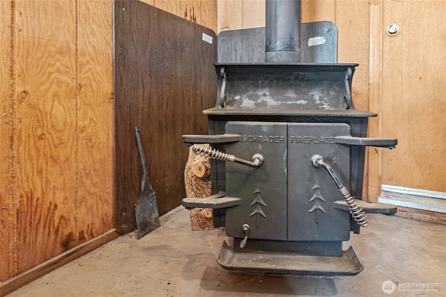 45019 Cougi Dr N, Davenport, WA 99122 - detailed view of a wood stove and unfinished concrete flooring