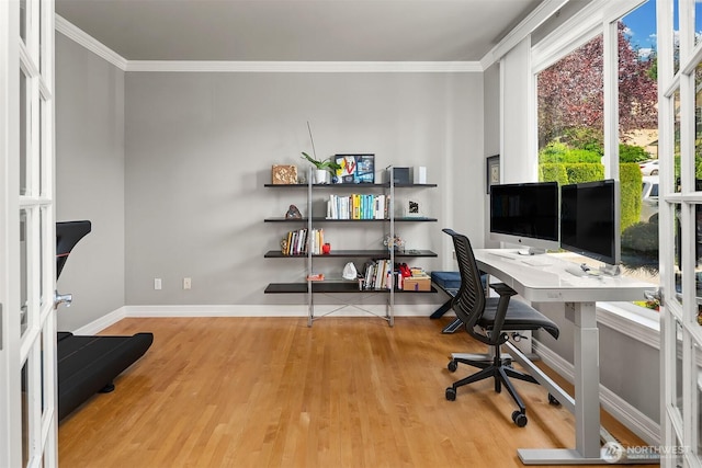 13804 SE 76th Pl, Newcastle, WA 98059 - office area featuring wood finished floors and crown molding