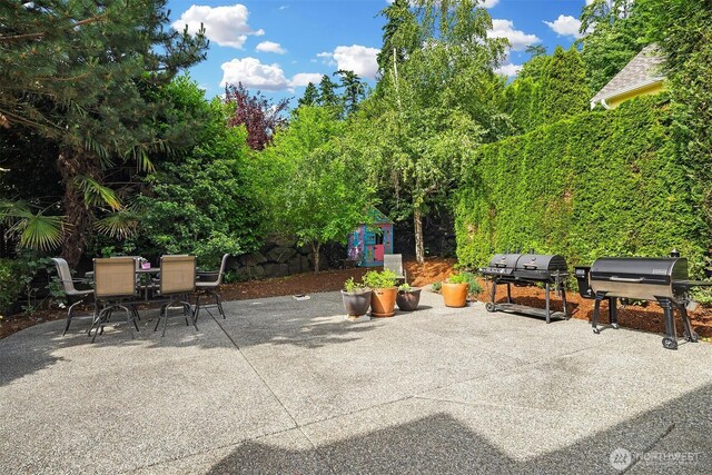 13804 SE 76th Pl, Newcastle, WA 98059 - view of patio / terrace with outdoor dining area and grilling area
