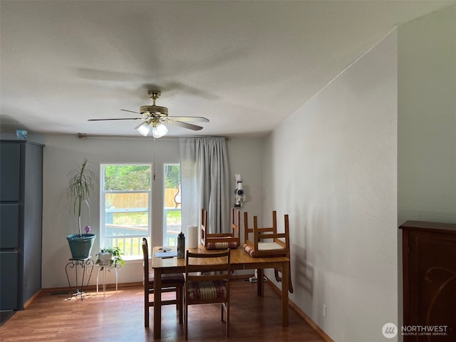 29306 O St, Ocean Park, WA 98640 - dining room with ceiling fan and wood finished floors