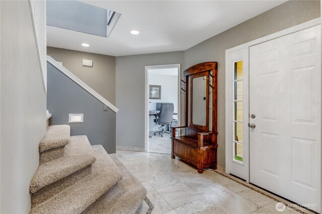 23017 138th Ave E, Graham, WA 98338 - foyer entrance with stairs, recessed lighting, and light marble finish floors