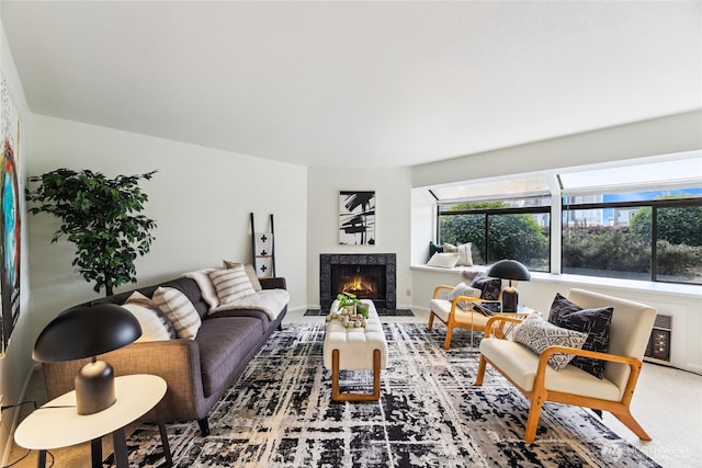 150 Melrose Ave E Unit 105, Seattle, WA 98102 - living area featuring a fireplace with flush hearth