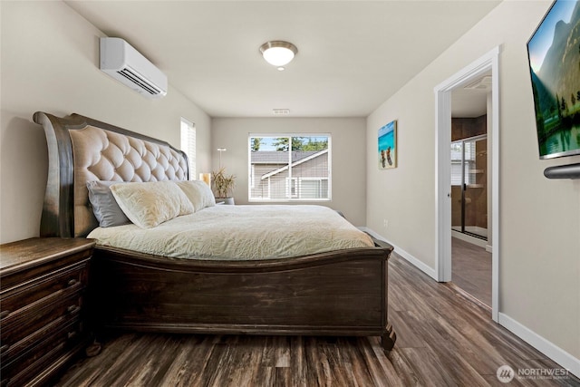 2015 79th St SE, Everett, WA 98203 - bedroom featuring an AC wall unit and dark wood finished floors