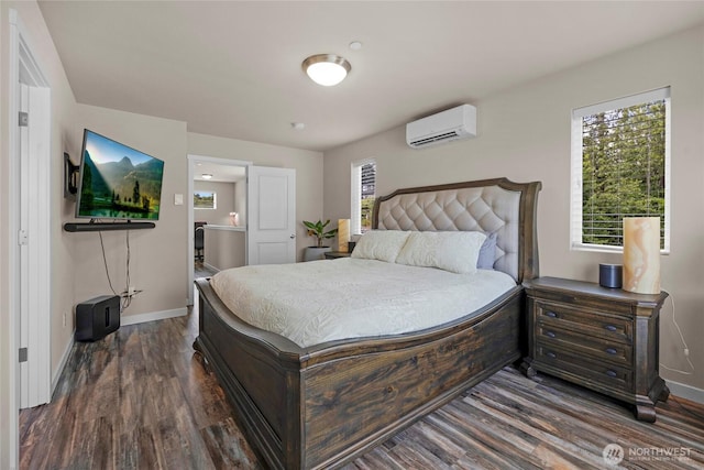2015 79th St SE, Everett, WA 98203 - bedroom with an AC wall unit and dark wood-style floors