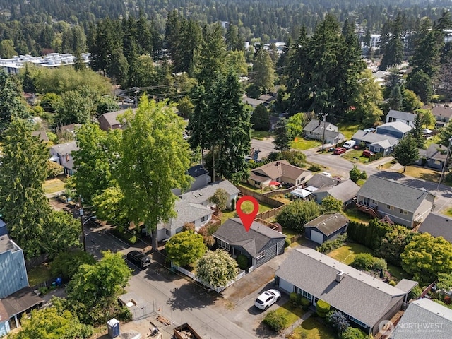 14324 Wayne Pl N, Seattle, WA 98133 - aerial overview of property's location with nearby suburban area and a forest