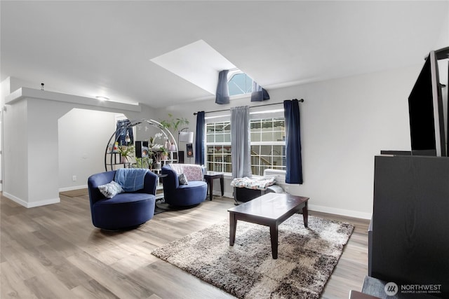 20301 69th St E, Bonney Lake, WA 98391 - living room featuring wood finished floors and lofted ceiling