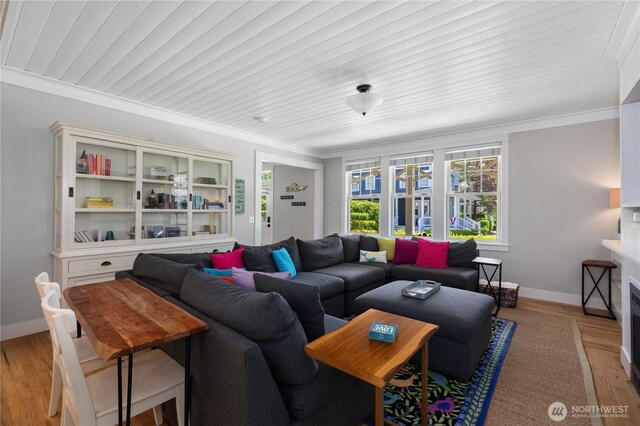 173 Meriweather St, Pacific Beach, WA 98571 - living room with crown molding and light wood-style floors