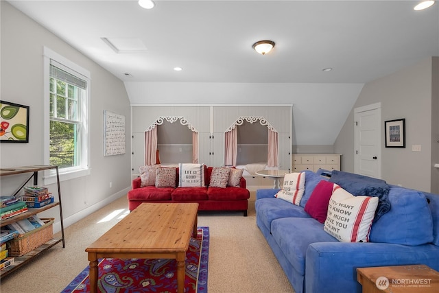 173 Meriweather St, Pacific Beach, WA 98571 - carpeted living room with lofted ceiling and recessed lighting