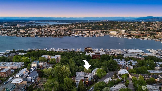 1730 Taylor Ave N Unit 502, Seattle, WA 98109 - aerial view at dusk of a water view