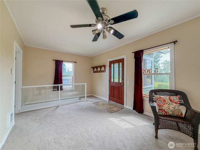 5302 Rockefeller Ave, Everett, WA 98203 - foyer entrance with carpet flooring and ceiling fan