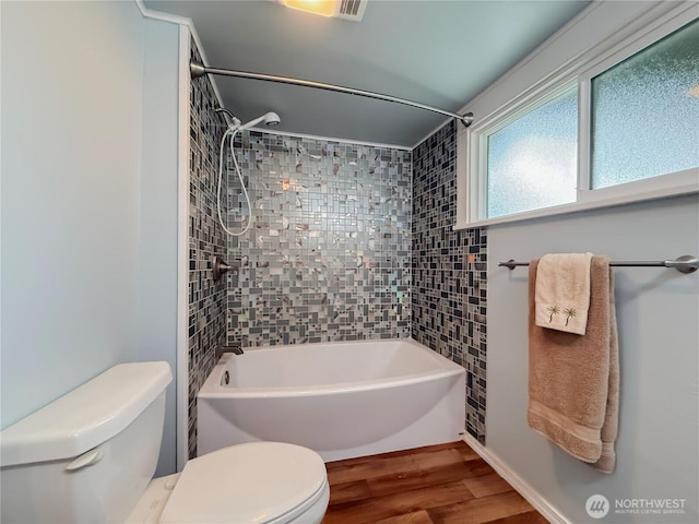 5302 Rockefeller Ave, Everett, WA 98203 - bathroom featuring shower / tub combination and wood finished floors